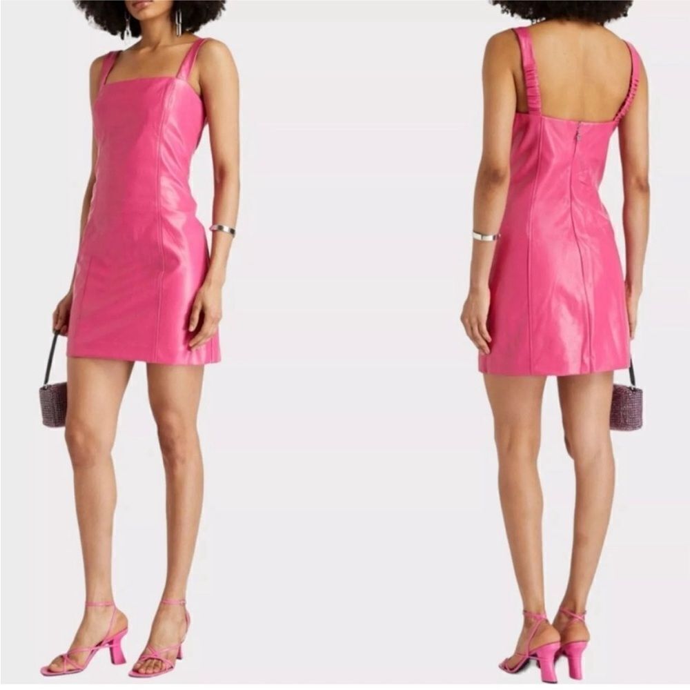ROTATE BIRGER CHRISTENSEN Herlina faux leather Hot Pink Dress Revolve $400